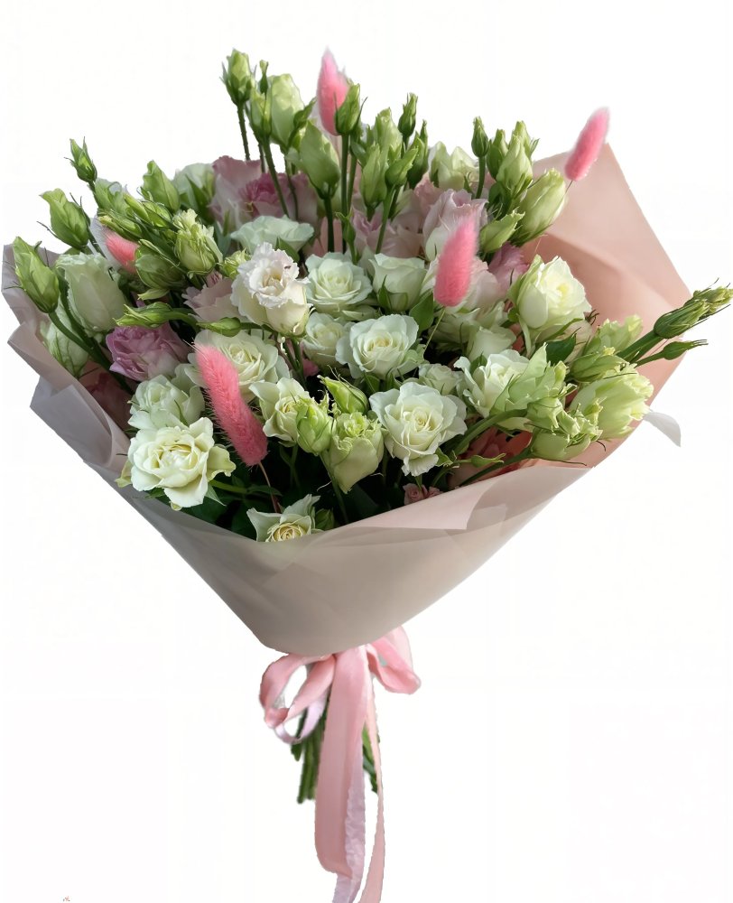 Букет цветов из: Розы и Лизиантусы